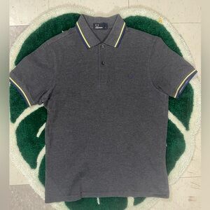 Fred Perry Charcoal Polo with Yellow Trim